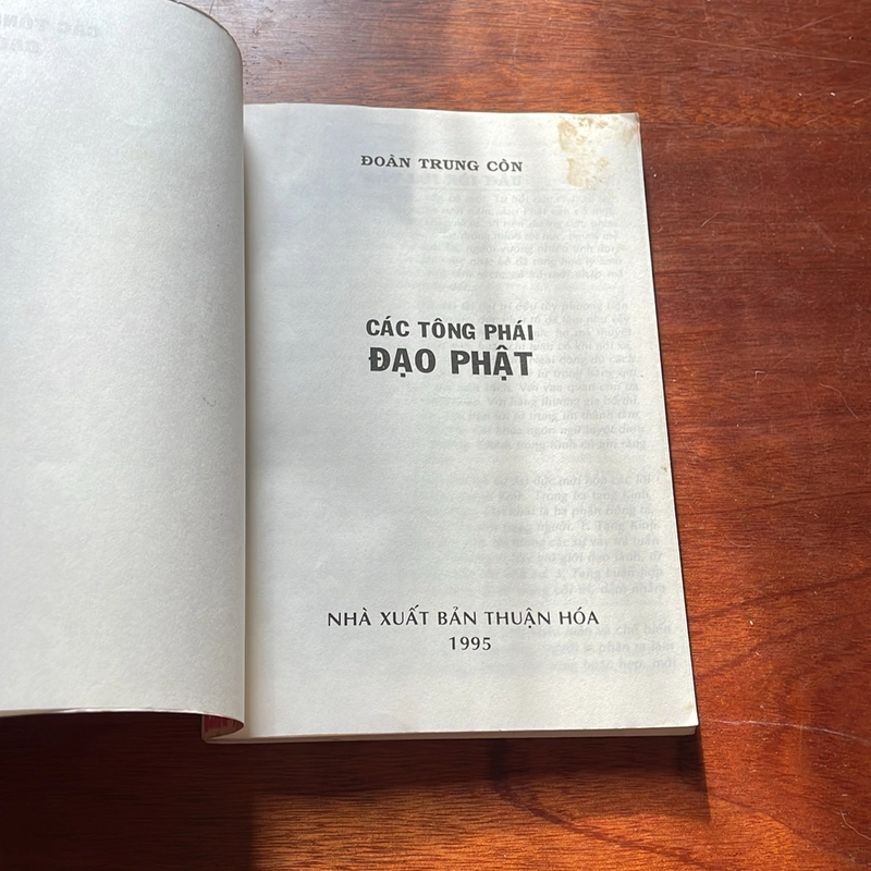 II Tựa sách: Các Tông Phái Đạo Phật - Đoàn Trung Còn - 1995 502162
