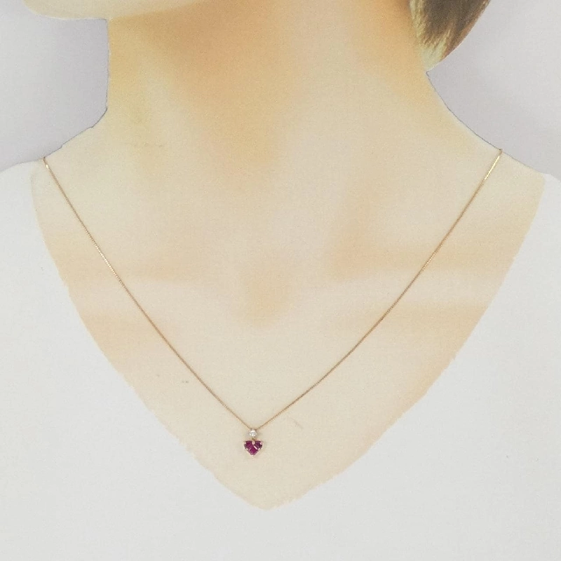 K18PG Mặt Dây Chuyền Hình Trái Tim Đá Ruby - Hàng hiệu Chính Hãng 859478