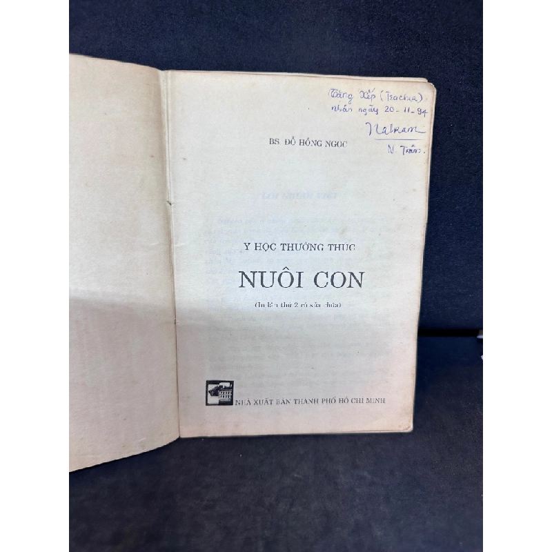 Nuôi Con - Y Học Thường Thức, Đỗ Hồng Ngọc, Mới 60% (Ố Vàng, Trang đầu có ghi chữ), 1994 SBM0307 342306