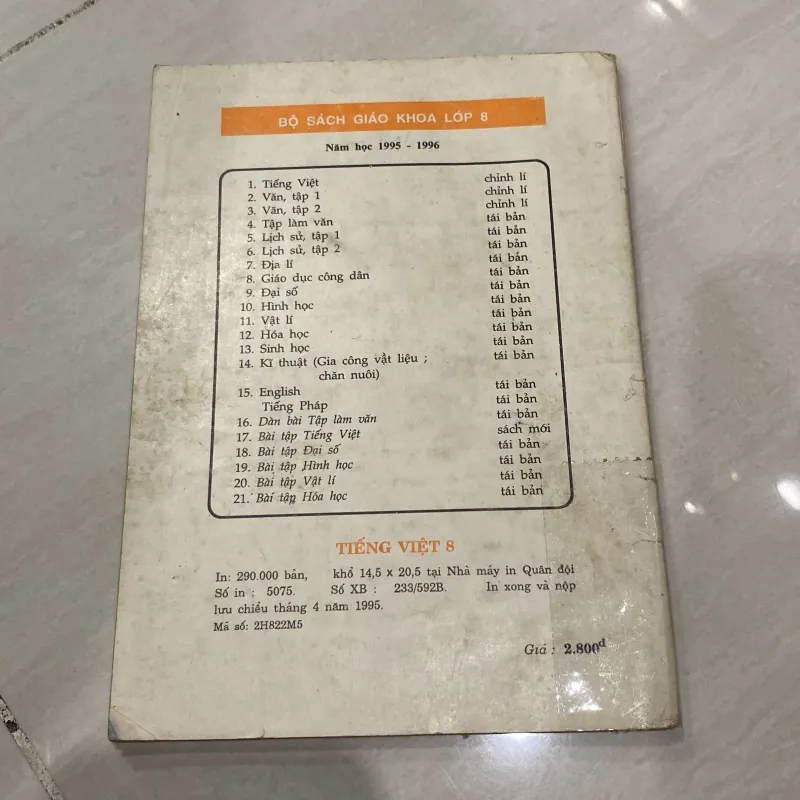 TIẾNG VIỆT 8 (XB 1995) 993809