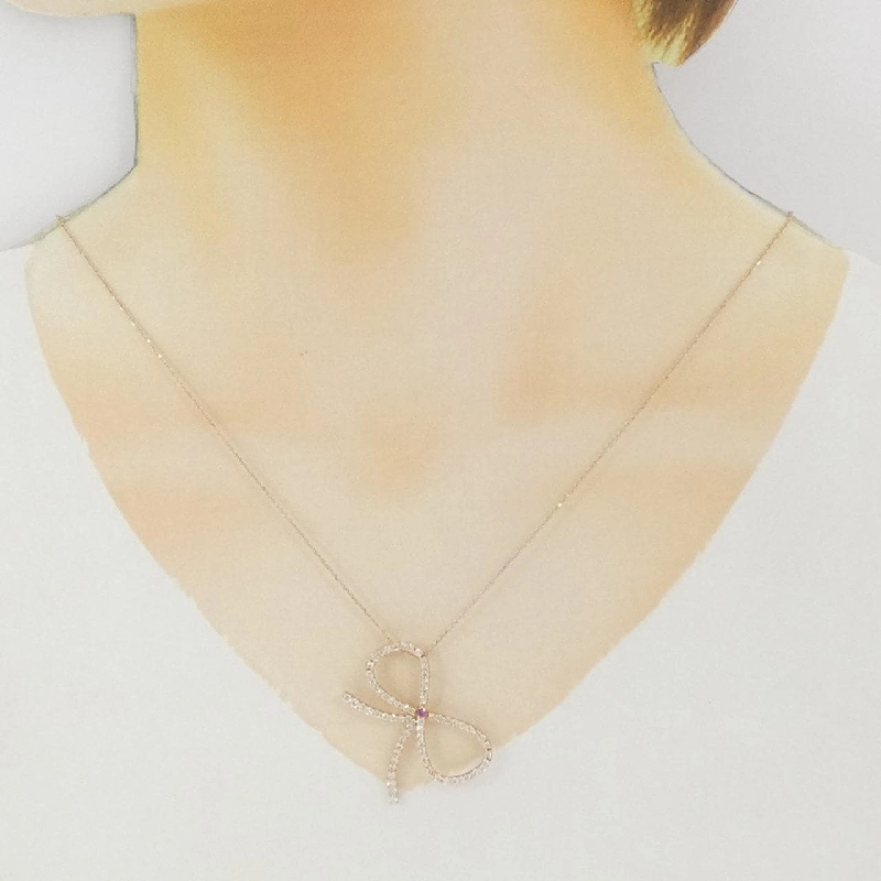 K18PG Nơ Sapphire Dây Chuyền 0.03CT - Hàng hiệu Chính hãng 859424