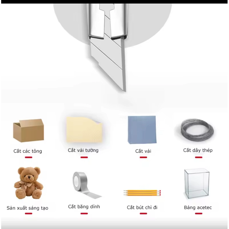 Dao rọc giấy mini Deli đầu nhọn 30 độ màu kim loại chính hãng 507509