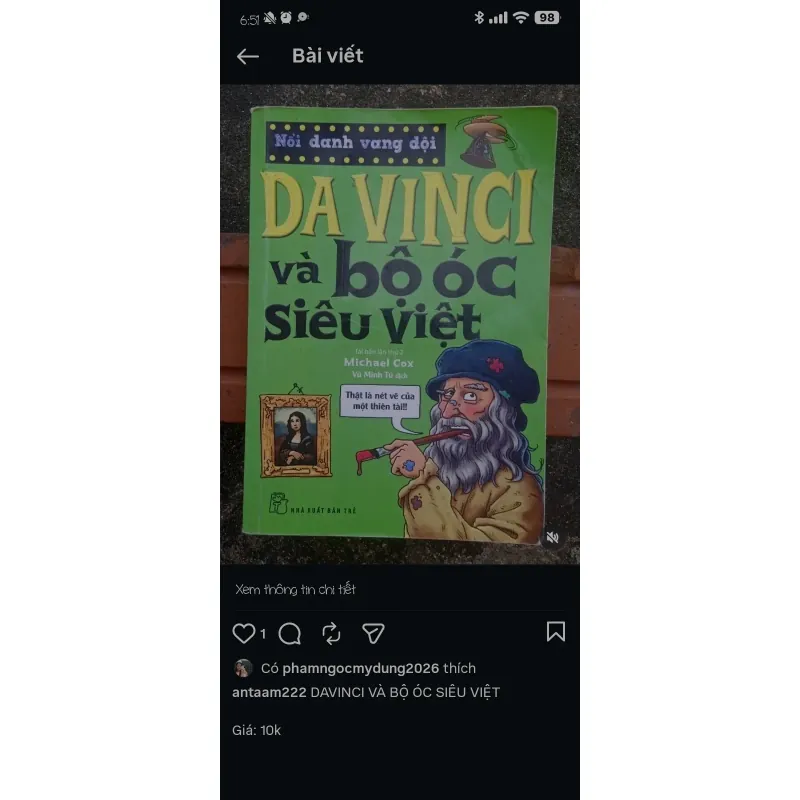 DAVINCI VÀ BỘ ÓC SIÊU VIỆT. 10K + phí ship khi mua qua IG 933971