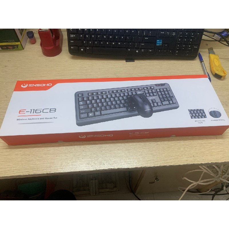 Bộ phím chuột không dây Ensoho E 116CB kèm pin 4543