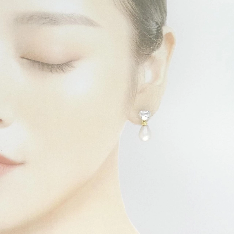 K18YG/K18WG Bông tai ngọc trai Akoya hình trái tim - Hàng hiệu Authentic 876702