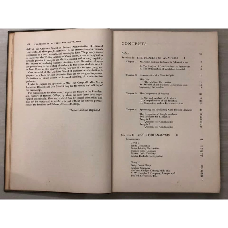 PROBLEMS IN BUSINESS ADMINISTRATION Analysis by the Case Method, Harvard University, 1964 454259
