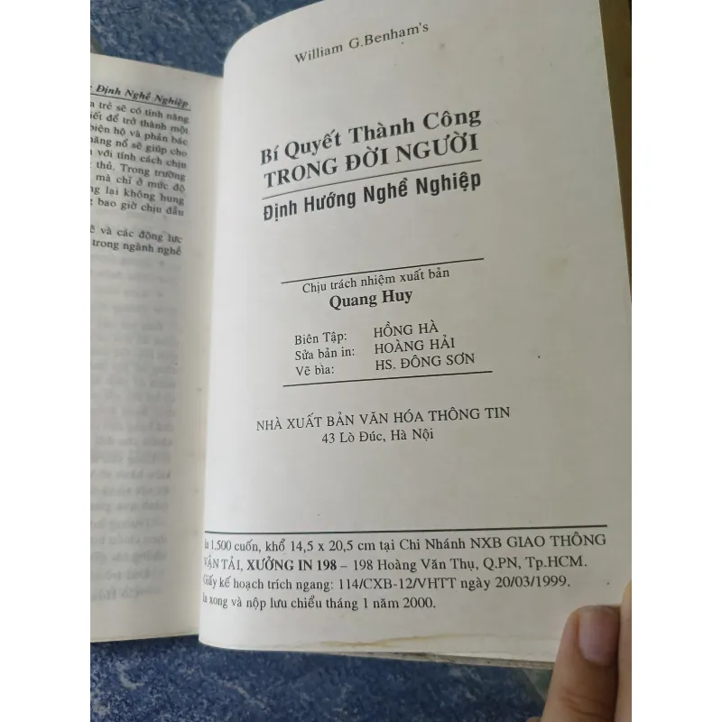 Bí quyết thành công trong đời người - định hướng nghề nghiệp - William G. Benham's 746687