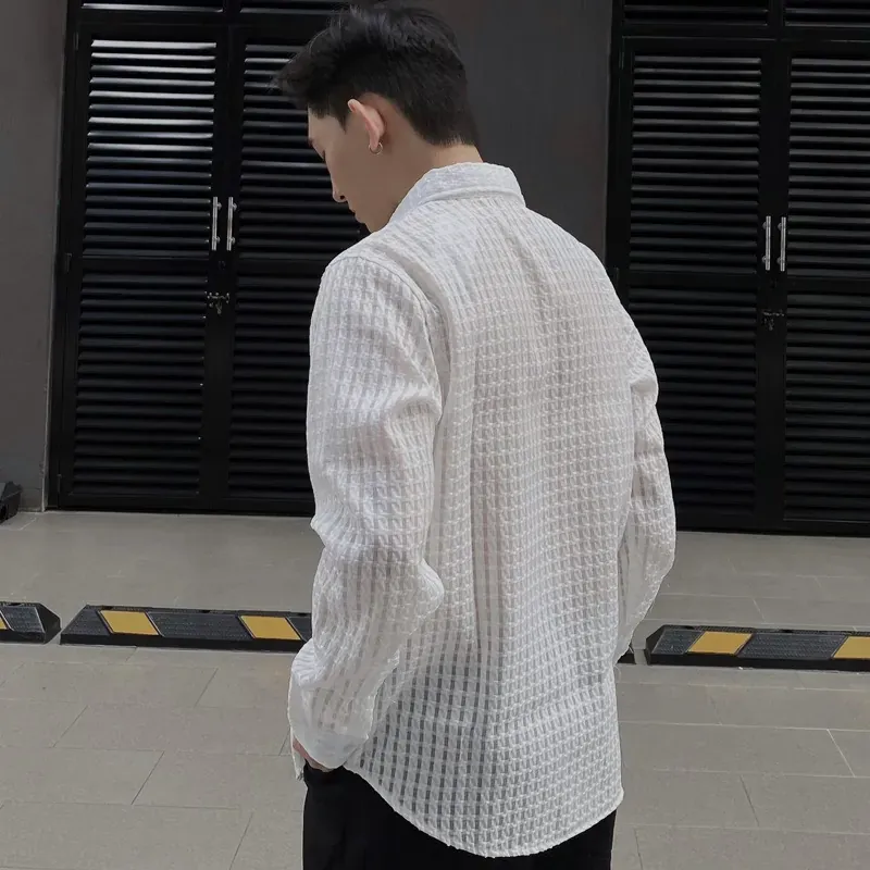 Áo sơ mi tay dài linen phối vải thổ cẩm - Trắng XL 1032371