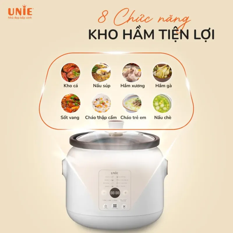 🍲 NỒI KHO HẦM CHUYÊN DỤNG UNIE USC208 – 2L – LÒNG GỐM CERAMIC – HẸN GIỜ 24 TIẾNG 728714