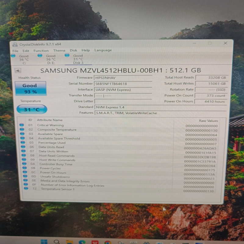Ssd nvme samsung pm9b1 512Gb cũ sk 93 545207