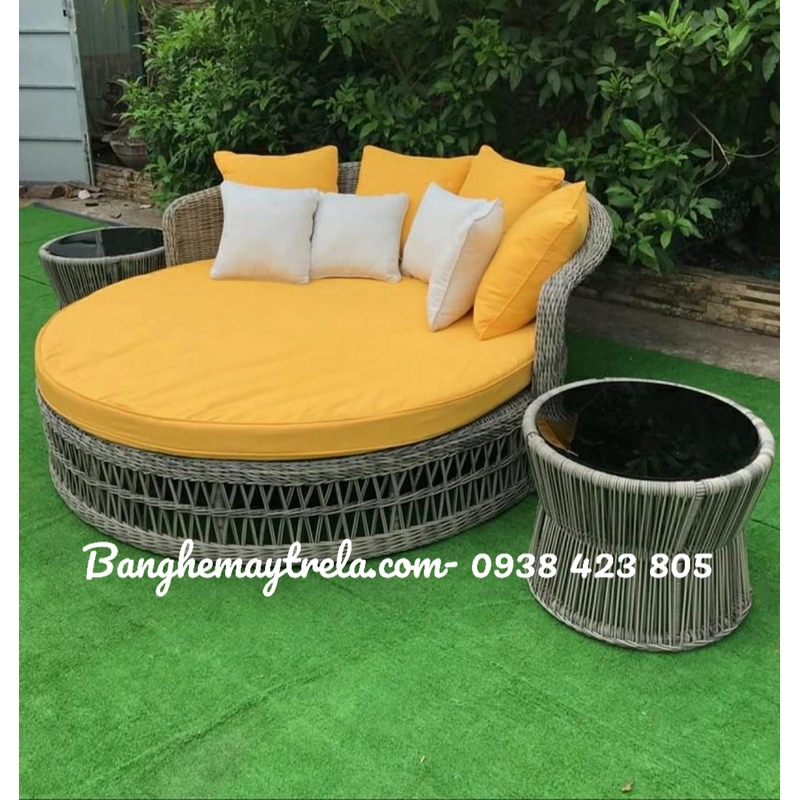 Ghế tròn tắm nắng nhựa giả mây 472603
