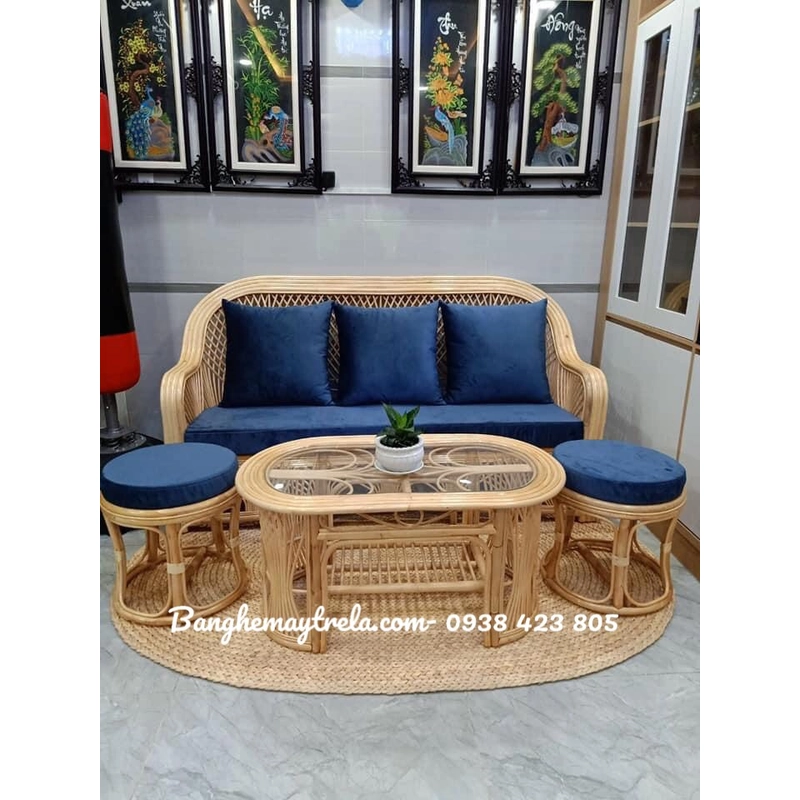 Bàn ghế sofa mây phòng khách nhỏ gọn 479374