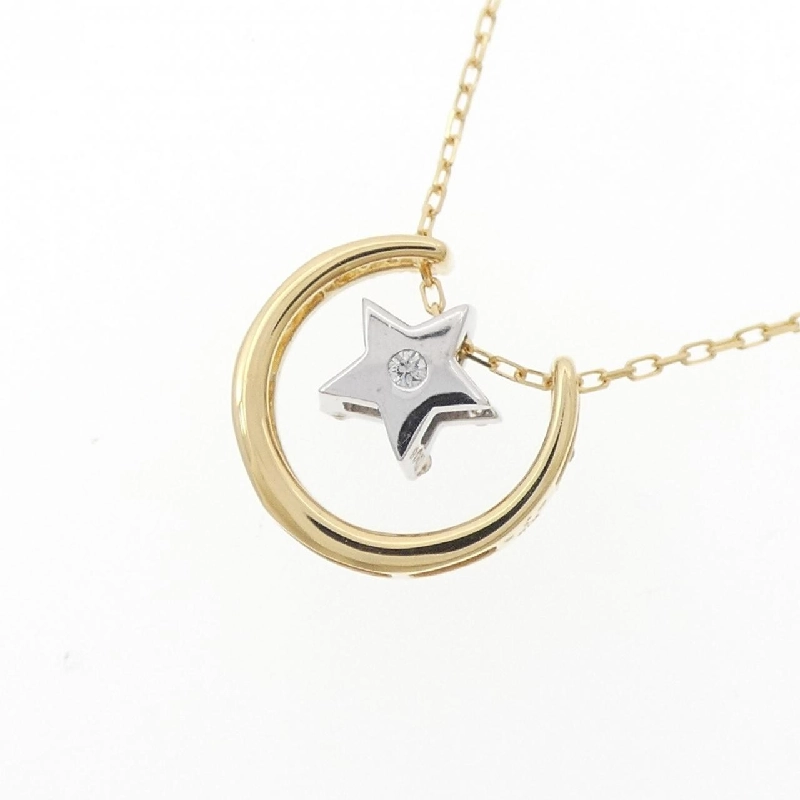 K18YG/K18WG 2WAY Ngôi sao Kim cương Dây chuyền 0.12CT - Hàng hiệu Chính hãng 860272