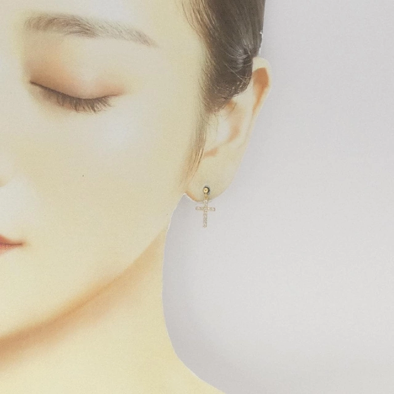 K18YG Bông tai kim cương chéo 0.32CT - Hàng hiệu chính hãng 868546