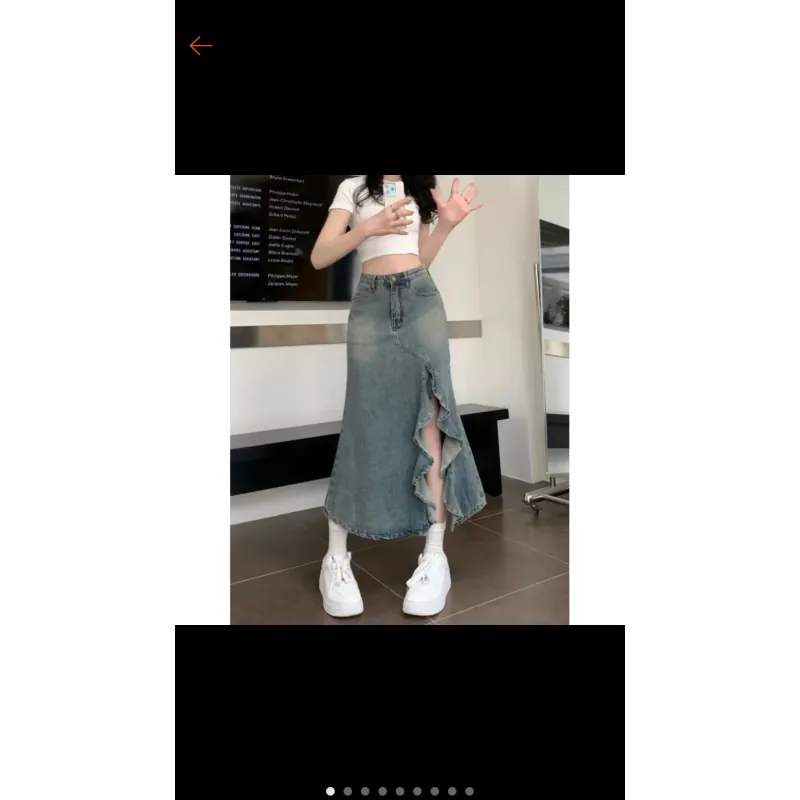 Chân váy đuôi cá dáng dài xẻ không đều 932132