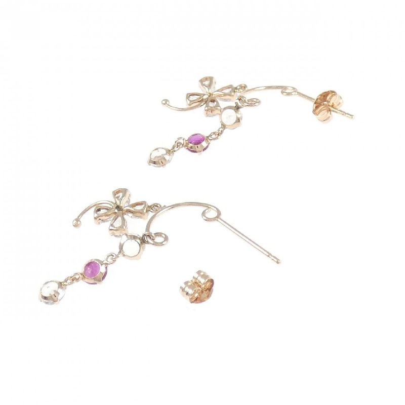 K14PG Bông tai đá màu hoa - Hàng hiệu Authentic 868565