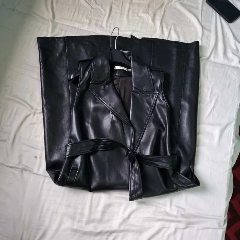 Chân váy da nappa cao cấp,  dài và xẻ bên hông, size L 750528