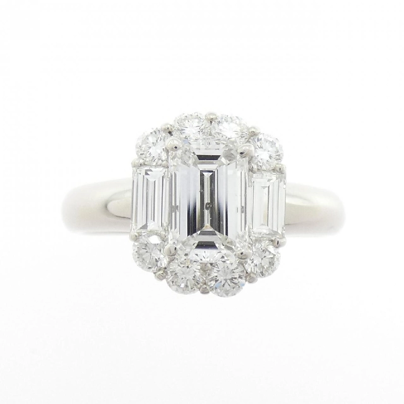 Nhẫn kim cương PT900 1.090CT F SI2 cắt hình Emerald - Hàng hiệu Authentic 874004