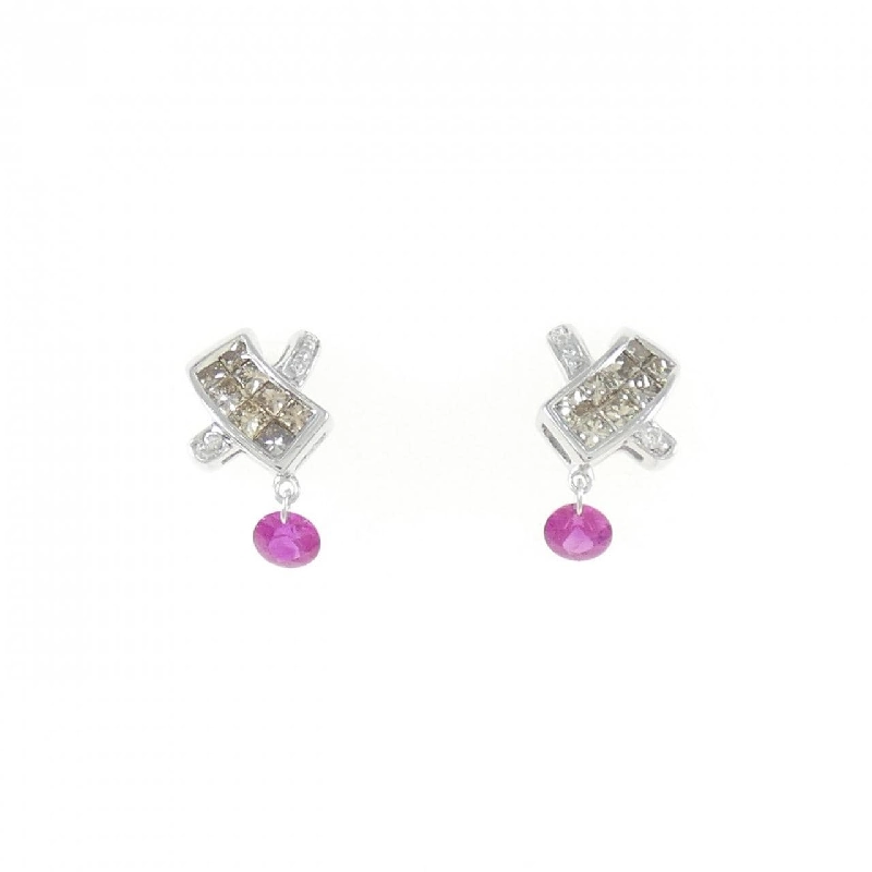 K18WG Bông tai Ruby - Hàng hiệu Chính hãng 867890