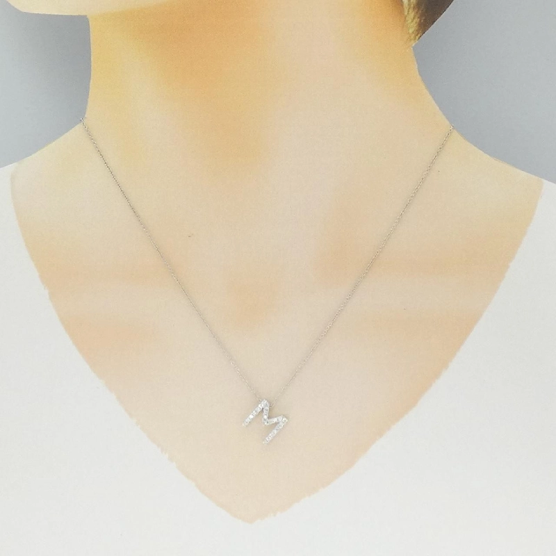K18WG Chữ cái M Dây chuyền Kim cương 0.21CT - Hàng hiệu Chính hãng 863820