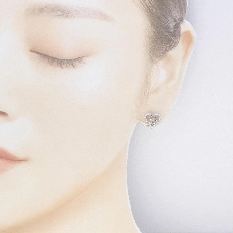 Bông tai kim cương hình trái tim × hoa 750WG/K18WG 0.726CT - Hàng hiệu Chính hãng 869723