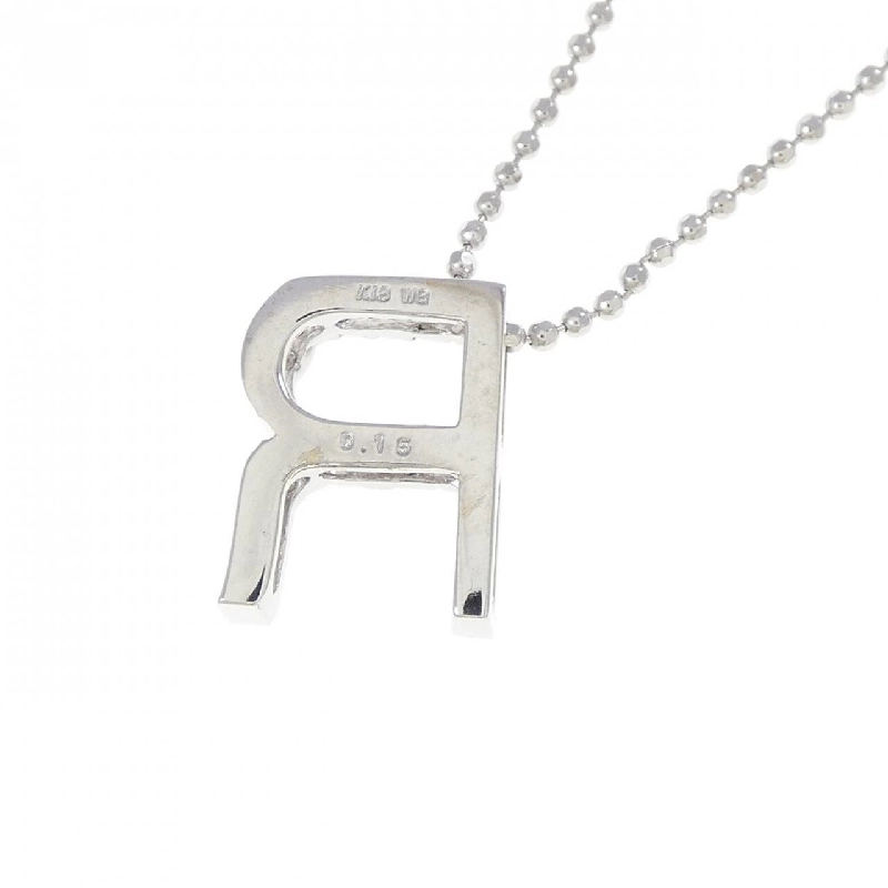 K18WG Chữ cái R Dây chuyền kim cương 0.15CT - Hàng hiệu Chính hãng 857658