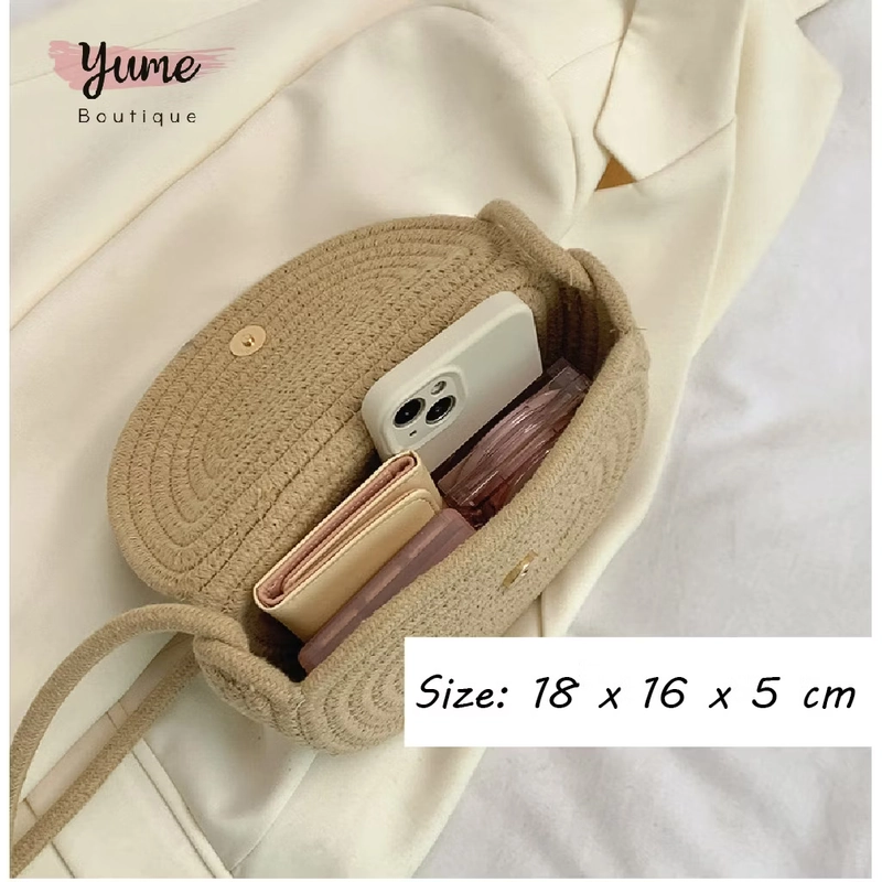 Túi Cói Đeo Chéo Đeo Vai Phối Hoa Xinh Xắn Thời Trang 532041