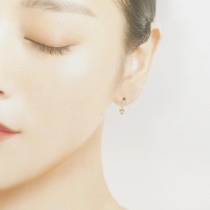 K18YG Bông tai hình trái tim Peridot - Hàng hiệu Chính hãng 869201