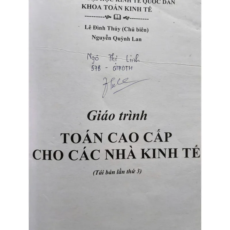 GIÁO TRÌNH TOÁN CAO CẤP CHO CÁC NHÀ KINH TẾ 759932