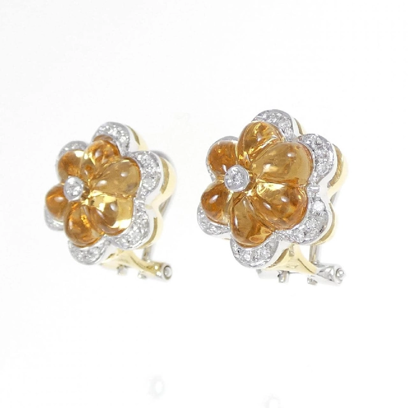 Bông tai hoa Citrine K18YG/K18WG - Hàng hiệu Authentic 877091