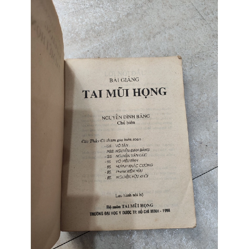 Bài Giảng Tai Mũi Họng - Bộ Môn Tay Mũi Họng 507109