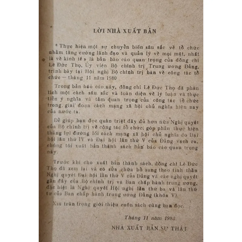 Lê Đức Thọ - Thực hiện một sự chuyển biến sâu sắc về tổ chức và quản lý... 707445