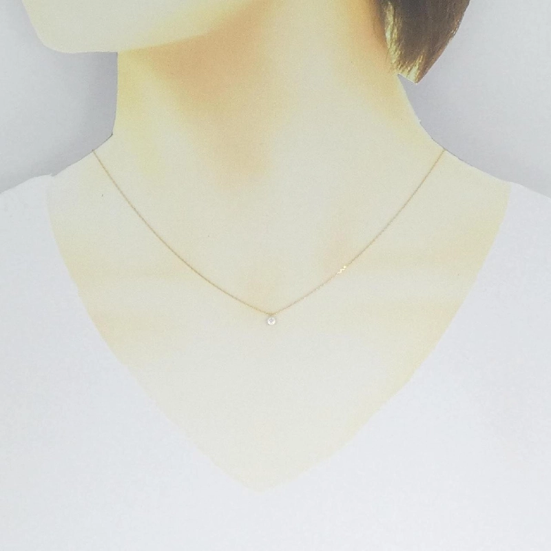 K18YG Solitaire Dây chuyền kim cương 0.08CT - Hàng hiệu Chính hãng 860122