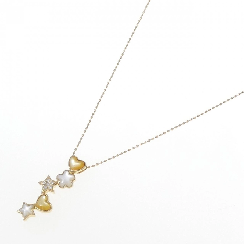 K18YG Heart × Star Mother of Pearl Necklace - Hàng hiệu Authentic 845846