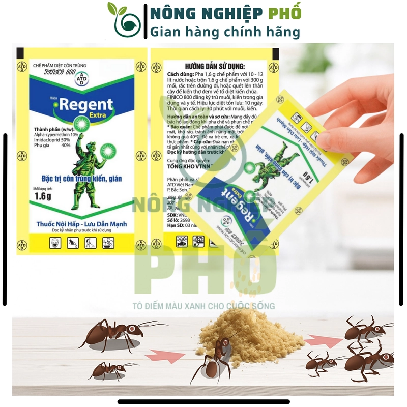 20 REGENT 800 (gói 1.6g) DATE MỚI - Diệt Kiến, Gián, Bọ Chét, Mạt, Rầy, Nhện, Bọ Trĩ, Sâu 508269