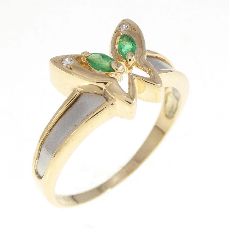 Nhẫn ngọc lục bảo K18YG/PT hình bướm 673429