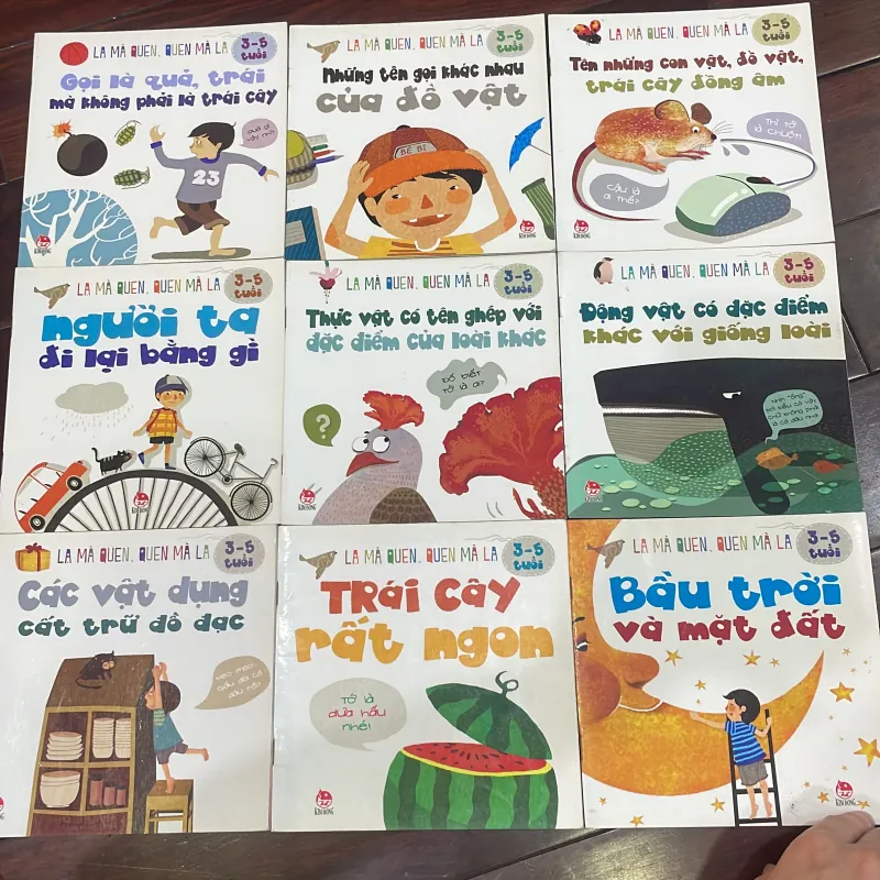 Bộ sách lạ mà quen , quen mà lạ về con vật , đồ vật trái cây phương tiện xung quanh bé  1047536