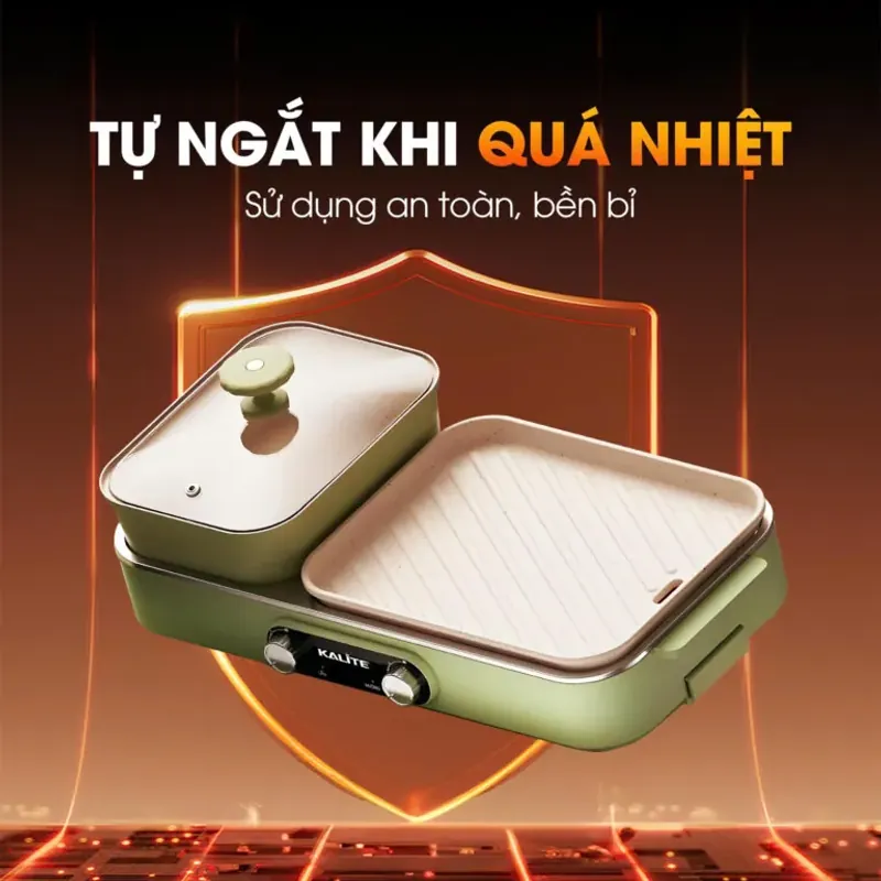🍲🔥 Bếp lẩu nướng 2in1 KALITE KLG333 – Điều chỉnh nhiệt riêng, công suất 1800W 782090
