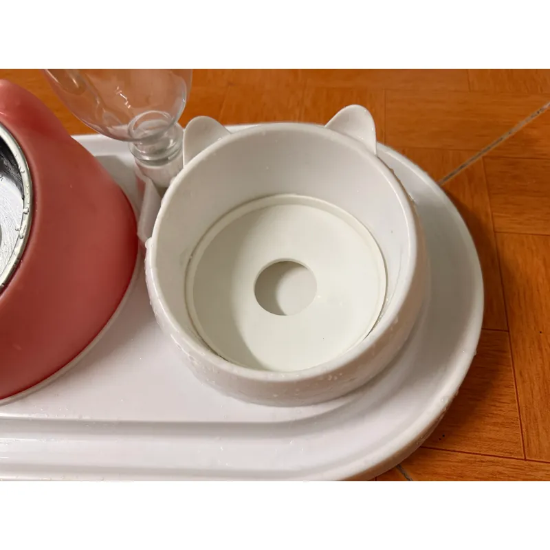 Chén / Bát ăn cho thú cưng chén inox chống gù kèm khay bình cấp nước tự động chống kiến 929646