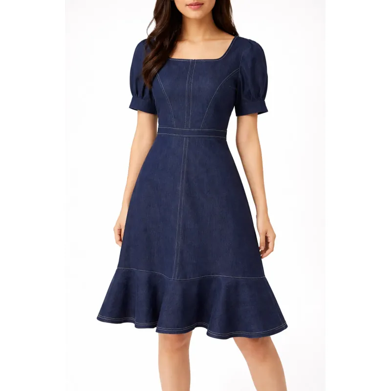 ĐẦM DENIM CỔ VUÔNG 1011519