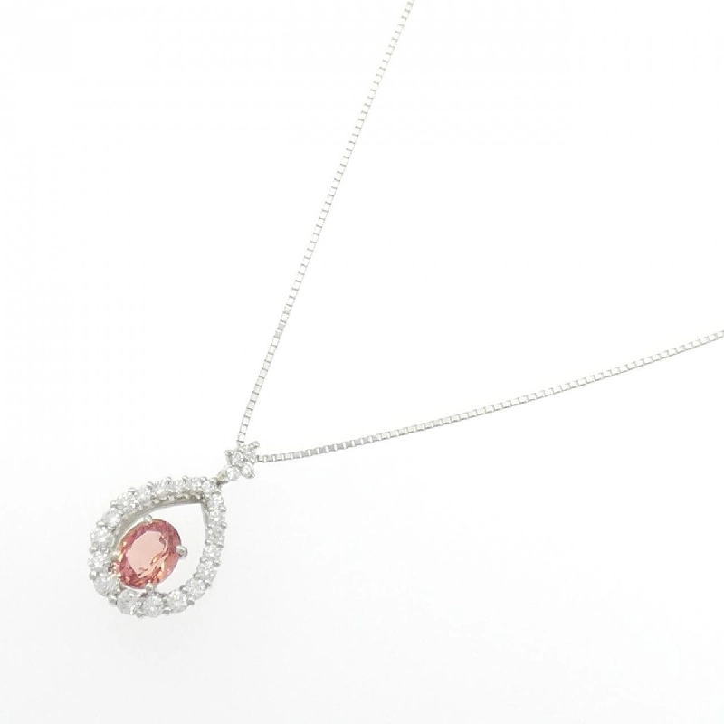 Dây chuyền sapphire padparadscha PT900/PT850 0.954CT - Hàng hiệu Authentic 860420