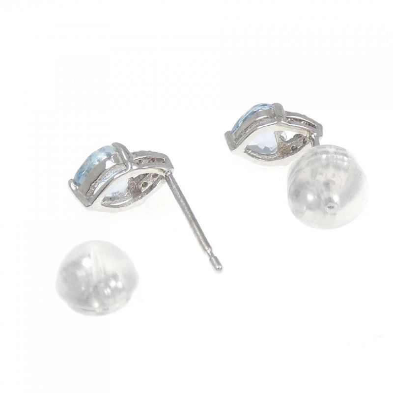 K18WG Bông tai hình trái tim Aquamarine 0.60CT - Hàng hiệu Chính hãng 868687