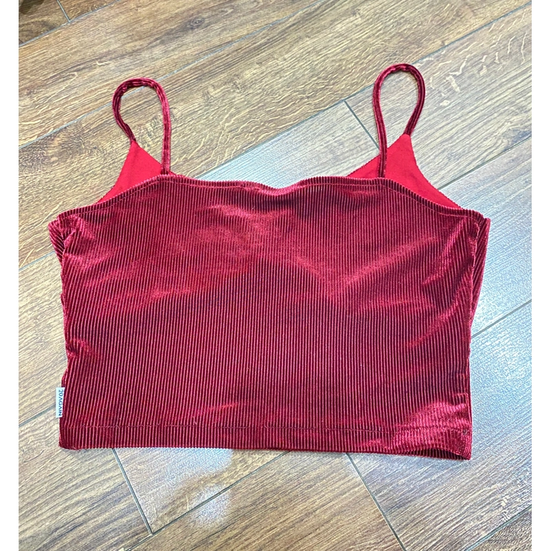 QUÀ 0Đ CHO ĐƠN QUẦN ÁO/ ĐỒ DÙNG KHÁC TRONG SHOP**** ÁO CROPTOP 2 DÂY NHUNG FREESIZE ĐỎ MẬN 537378