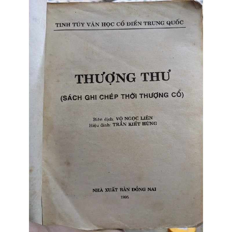 Thượng Thư - Sách ghi chép thời Thương Cổ - Võ Ngọc Liên biên dịch 198719