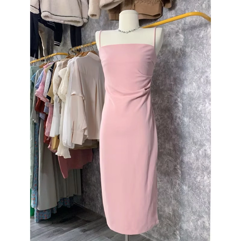 Váy 2 dây mà Hồng nude siêu sang chất đẹp size S ảnh thật, đầm 2Hand 387102