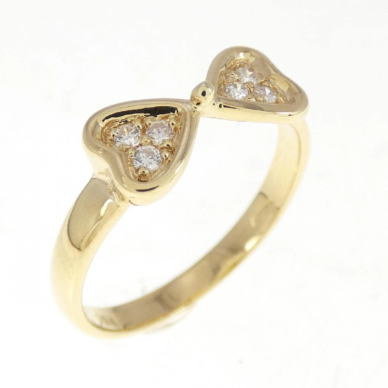 Nhẫn kim cương hình ruy băng × trái tim K18YG 673282