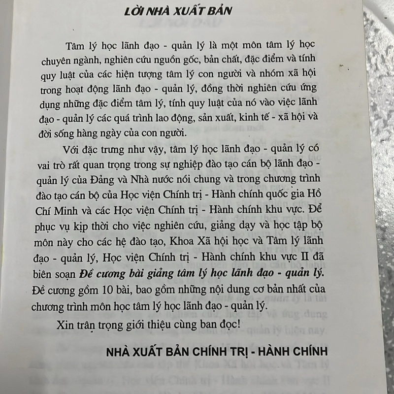 Tâm lý học lãnh đạo vac quản lý - Học viện chính trị 499840