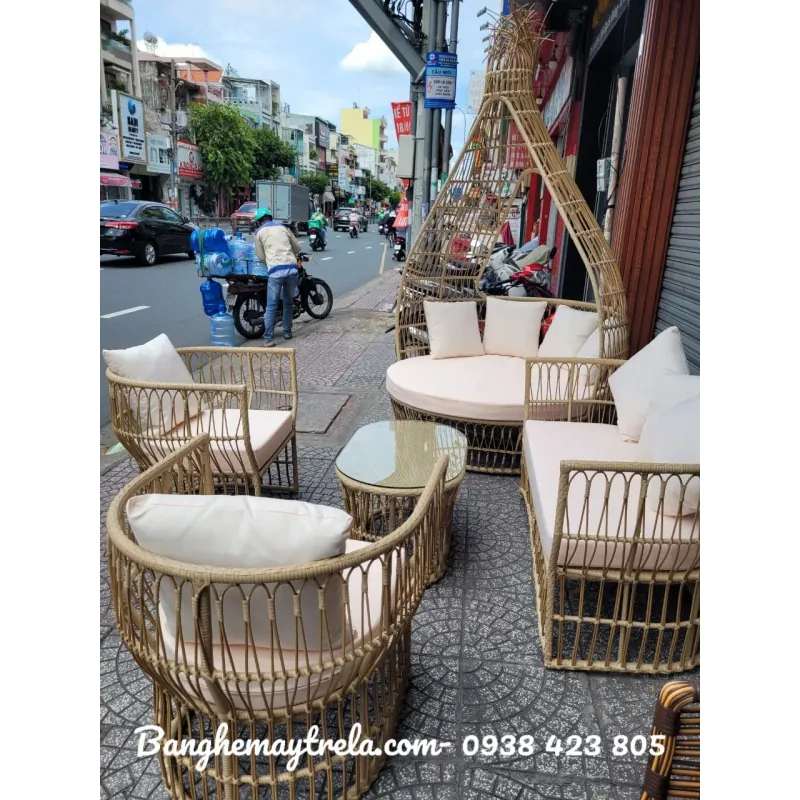 Sofa mây nhựa sân vườn 715348