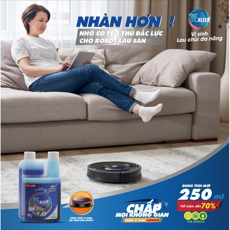 Bộ sản phẩm lau chùi đa năng sinh học 3E KLEEN - 1 chai 500ml + 1 bình 250ml dd đậm đặc 79270