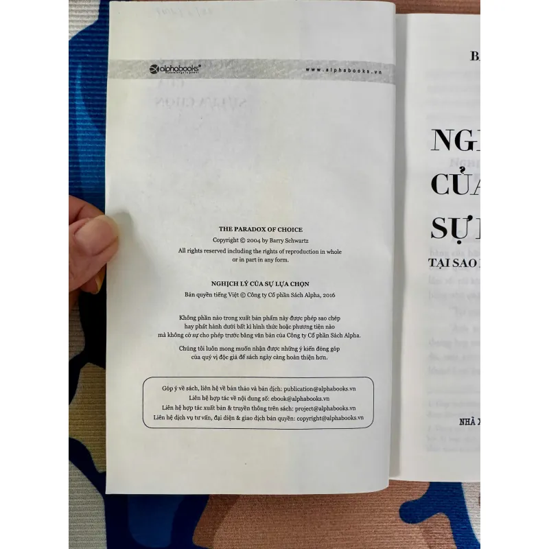 [Sách Tâm Lý Hành Vi] Nghịch Lý Của Sự Lựa Chọn - Barry Schwartz - Tốt 931644